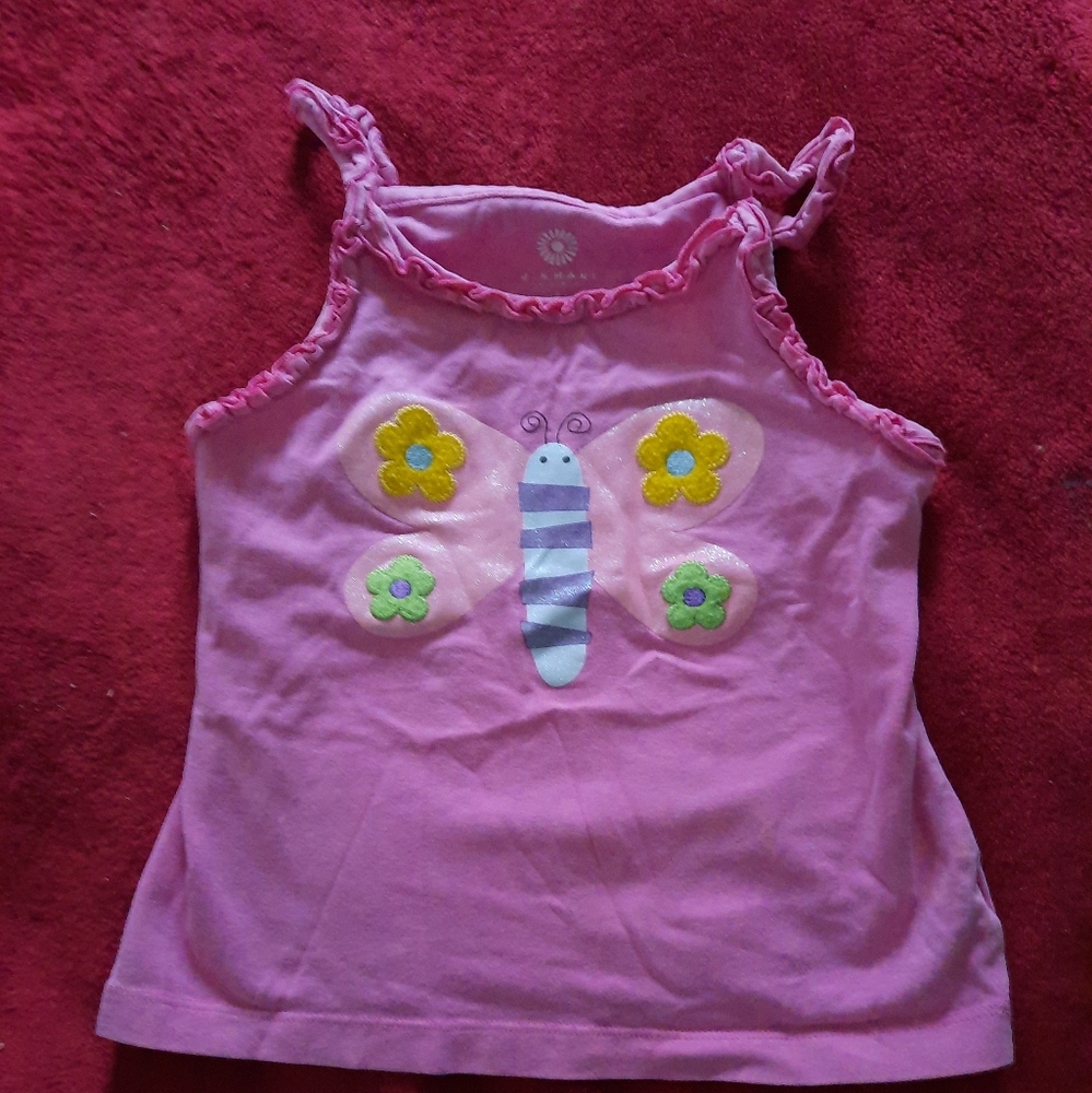 Girls - Pink Butterfly - Glitter - Tanktop- 3T- Cute - Spring - Summer
